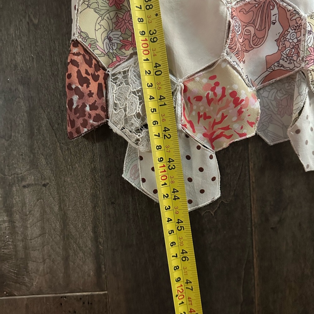 Sue Wong Cream Asymmetrical Dress with Pink & Gold Patchwork - Picture 12 of 16